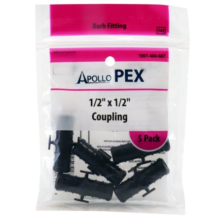 APOLLO PEX 1/2 in. Plastic PEX Barb Coupling (5-Pack), 5PK PXPAC125PK